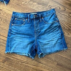 Madewell Medium Blue Raw-Hem High-Rise Denim Shorts